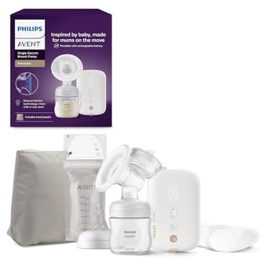 Philips Avent - Tire-lait électrique simple, qualité hospitalière, moteur silencieux et rechargeable pour une expérience discrète où que vous soyez, trousse de transport, modèle SCF396/31