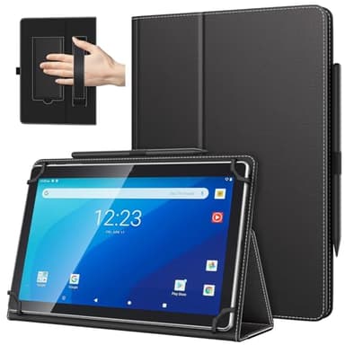 TiMOVO Coque Universel pour Tablette Androiod de 10,1 Pouces avec Boucle pour Stylet, Coque Léger et Pliable avec Main pour Toutes Les Tablettes à Écran Tactile de 9,6 à 11 Pouces, Noir