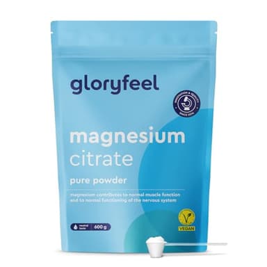 Magnesium Pur, 600g de Poudre (6 Mois de Réserve), Citrate de Magnésium Fortement Biodisponible, Pour Augmenter L'Énergie & Fonction Musculaire Normale*, Végan & Sans Additifs, Testé en Laboratoire