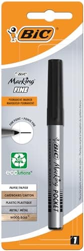 BIC Marking Fine ECOlutions Marqueur Permanent à Pointe Conique Fine - Noir, Blister de 1