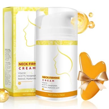 Anti Ride Retinol Neck Cream, Firming Lifting Neck Cream, Crème Raffermissante Cou, Soins pour le cou et le Décolleté, Creme Anti Ride Con Pierre Gua Sha, Atténue les Ridules, Hydrate en Profondeur