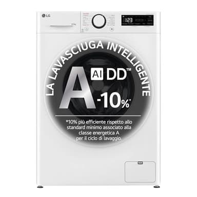 LG D2R3S08NSWW Lave-Linge séchant Slim 8/5kg AI DD, Classe E, 1200 TR/Min, AI Wash, Vapeur