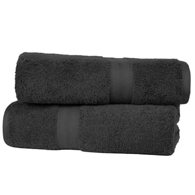 Amazon Basics Drap de Bain Grande Taille - 100% Coton Anti-décoloration, Ultra Doux et Absorbant - 70 x 140 cm, Noir, Lot de 2