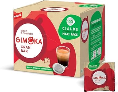 Gimoka Dosette Compostable, Mélange Gran Bar Intenso intensité 12/13-100 Dosettes en Papier de Café - Compatible Pour Easy Serving Espresso (Système ESE 44 mm)
