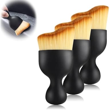 Quelcc 3 Pièces Brosse à Poussière pour Intérieur de Voiture, Brosse Douce de Nettoyage D'intérieur de Voiture, Noir, Nylon, Acrylonitrile Butadiène Styrène (ABS), Polypropylène, 3GQCS