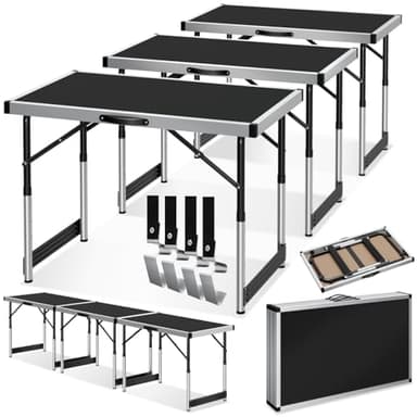 TecTake® Lot de 3 Table Pliante Multifonction Barbecue Pique-Nique Buffet Table de Camping Portable en Aluminium 300x60cm Support pour tapisser Papier Peint
