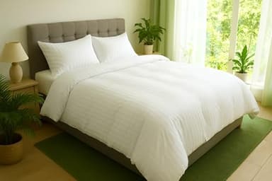 Blanrêve - Couette Elegance en Satin Rayée - Esthétique et Chaude - Eco Responsable - Pour lit de 2 personnes - Fabriqué en France - Blanc - 260x240 cm