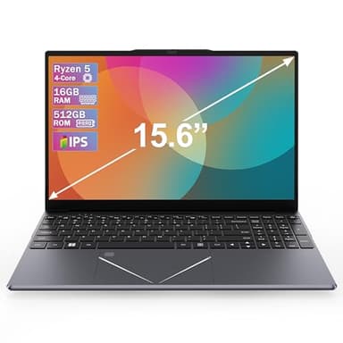 DREAMFYRE Ordinateur Portable 15,6" Full HD,Ryzen 5-4 Cœurs 8 Threads Jusqu’à 3,7 GHz,16 Go RAM DDR4,SSD 512 Go M.2,Écran 1920x1080 IPS,PC Portable Polyvalent pour Bureau,Étudiants et Télétravail