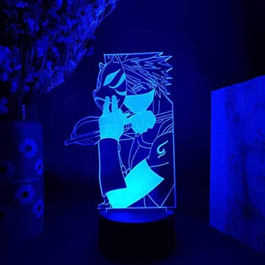 KJsdaADSA 3D Night Light Illusion Lampe, Hatake Kakashi Figure Night Light Anime LED Lampe Manga Art Éclairage Décoration pour Otaku Home Enfants Chambre Déco 7 couleurs