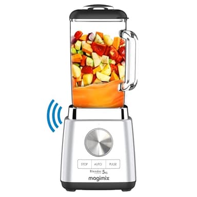 Magimix Blender Power Mixeur Professionnel 5XL Connect - Hachoir, Blender pour Smoothie, Mixeur Soupe, Hachoir Multifonction - Bol en verre - Chrome
