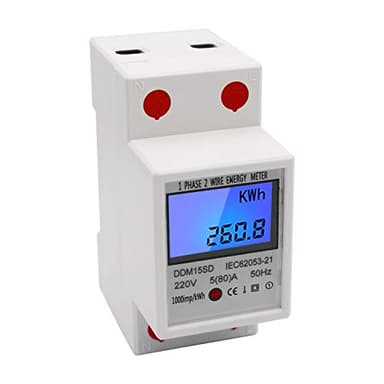 Compteur d'énergie,Sunydog monophasé DIN-Rail 5-80A 220V 50Hz Compteur électronique KWh avec afficheur numérique à rétroéclairage LCD DDM15SD