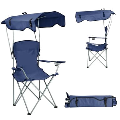 BYLUCAS Chaise Pliante Camping Fauteuil Pliable Chaise de Plage Ultra léger avec Porte Gobelet et Sacs de Transport, Parasol, Idéal Voyages, Pêche, Festival, Camping, Plage (Bleu)