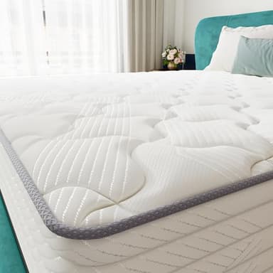 TXO Matelas 140x190 cm, Matelas à Ressorts Ensachés Antistatique, Hauteur 25 cm, Matelas Hybride avec Conception à 7 Zones pour Le Soutien du Dos, Niveau de Ferme H3, Certifié Oeko-Tex