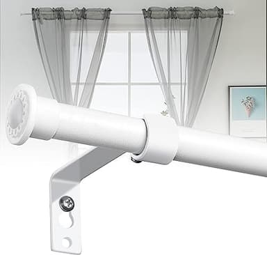 Tringle Rideau, 71-165cm Tringle à Rideaux Extensible Ensemble avec Supports en Acier Inoxydable - 16mm de Diamètre Tringle à Rideaux Style Rustique Mat/Blanc Mat