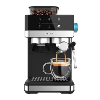 Cecotec Cafetière Express Power Espresso 20 Grind. 1 350 W, 20 bars, café avec vapeur, 2 tasses, écran tactile, moulin, réservoir de café 150 g et 1,7 l eau, mousse, thermoblock, sécurité