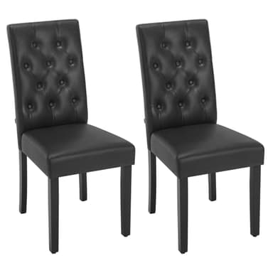 WOLTU Lot de 2 Chaises de Salle à Manger, Chaise de Salon avec Dossier Haut, en Similicuir avec Pieds en Bois Massif, Noir, EZS20sz-2