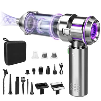 KLYNGTSK Aspirateur Voiture, 4-en-1 Puissant 25KPA Mini Aspirateur Voiture Puissant sans Fil avec Moteur Brushless,3 Niveaux Réglables Aspirateur de Voiture