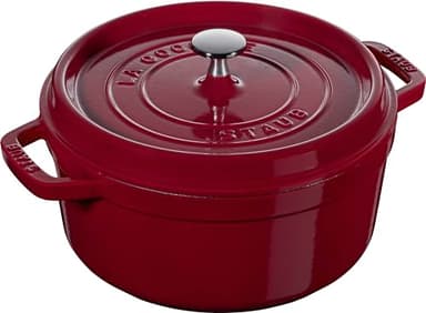 STAUB Cocotte en Fonte Émaillée avec Couvercle, Tous feux dont induction, 4 personnes, Ronde, 24 cm, 3,80 L, 5 kg, Bordeaux