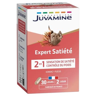 JUVAMINE - Expert Satiété 2-en-1 - Contrôle du poids - Sensation de satiété - Konjac - Fucus - Programme 30 jours - 60 gélules - 2 gélules par jour - Fabriqué en France