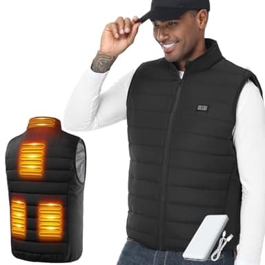 LABCOOL Gilet Chauffant Homme Femme - Veste Chauffante avec Chauffage 6 Zones et 3 Niveaux - Alimentation USB avec Powerbank 10000mAh - Lavable en Machine