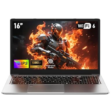 NAIKLULU 16 Pouces Ordinateur Portable Gaming 32GB RAM 1TB SSD, R7 5825U Processor (2,0 à 4,5 GHz) Laptop Pc Portable Gamer 2025, 51.97Wh/Clavier Complet Rétroéclairé/Webcam/Touchpad/Type-C