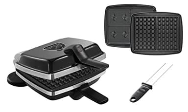 LAGRANGE Gaufrier Super2, 1000W, 2 jeux de plaques inclus (Gaufre & Gaufrette) et un pic à gaufres, Fabriqué en France, Réversible sur son socle, Plaques amovibles, Multifonction, 039224