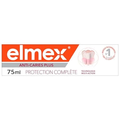 ELMEX - Dentifrice Elmex Anti-Caries Plus Soin Complet - Reminéralise l'Émail - Protège les dents sensibles et l'irritation des gencives - 75 ml