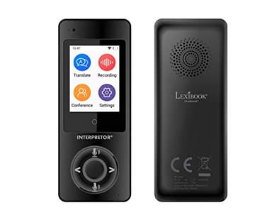 Lexibook Interpretor, Traducteur Parlant instantané Vocal 75 Langues, Écran Tactile, Mode conférence, Prise Casque, Bluetooth, WiFi, Noir, NTL2000