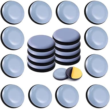Uni-Fine 24pcs Patins en Teflon pour Meubles 20 mm (rond) - Patins glisseurs pour meubles - Planeur PTFE Patins pour meubles en Téflon auto-adhésif Patins de Meuble pour Chaise Canapé Bureau Table