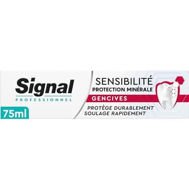 SIGNAL – Professionnel Dentifrice Sensibilité Protection minérale Gencives – 88% d’ingrédients d’origine naturelle - Tube 75ml