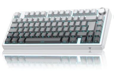 Clavier Gaming Mécanique- 75% ISO-FR sans Fil Hot-Swap, Gasket Mount, RGB, MK209 Clavier Gamer AZERTY avec Knob, Tri Mode Keyboard TKL, PBT Keycaps, Son Creamy, Red Switch pour PC/Mac/PS4/PS5