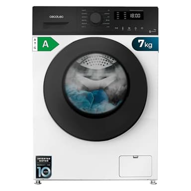 Cecotec Lave linge Frontal Bolero DressCode 7150 Inverter A, Machine à laver 7 kg, 1400 tr,min, 12 programmes, classe A, Inverter Plus, Steam Max, Drum Clean, départ différé, sécurité enfant
