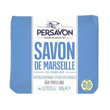 Persavon - Douceur Savon Marseille 0%, Testé dermatologiquement, Sans Parfum, Origine Naturelle - 300 gr