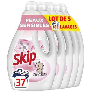 Skip Lessive Liquide Sensitive Peaux Sensibles & Bébés 5 x 37 Lavages