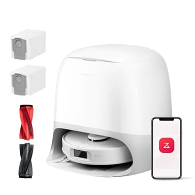 roborock Qrevo Curv S5X Set Robot Aspirateur Laveur, 18 500 Pa, Anti-enchevêtrement, Brosse et Serpillière Extensibles, 75℃ Lavage de Serpillière à l'eau Chaude, Station Multifonctionnelle 3.0, APP