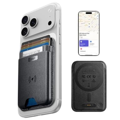 ESR Porte-Cartes pour MagSafe avec Fonction Localiser, Supportes 5 Cartes,Blocage RFID,Magnétisme Wallet pour iPhone,Suivi de Porte-Cartes pour iPhone 17/16/15/14/13/12 Séries,Pas pour 13/12 Mini,Noir