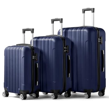 LALAHO Set de 3 Valises de Voyage, Valise Grande Taille & Cabine, ABS avec roulettes Pivotantes 360°, Cadenas et Poignée Télescopique (Noir)