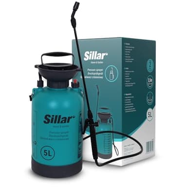 Sillar 5L Pulvérisateur à Pression avec Lance réglable et soupape de sécurité | Pulvérisateur de Jardin pour l'entretien des Plantes, Le désherbage, Les Arbres fruitiers, Protection des Plantes
