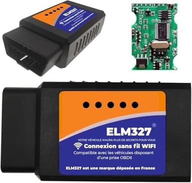 Elm327 OBDII WiFi + Srvice Francais 7/7J - LIT ET EFFACE Les Codes ERREURS Instantané, Valise de Diagnostic Tous VÉHICULES - Android et iPhone - Vendeur Francais avec Support 7/7J 2025