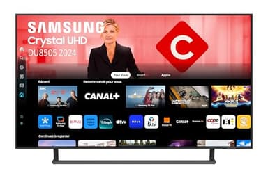 Samsung TV Crystal UHD 4K 2024 55DU8505 Smart TV de 55" avec des Couleurs Incroyables, Le Meilleur Smart TV, Pied à Hauteur Réglable et Tous Les Haut-parleurs Simultanément avec Q-Symphony