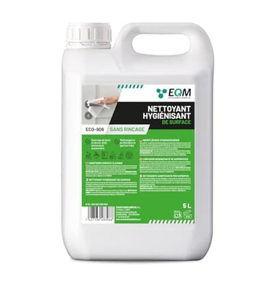 EQM SOLUCIONES QUÍMICAS | ECO-906 | 5 L | Nettoyant Désinfectant Multi-usage | Sans eau de Javel, ammoniaque ou alcool | Convient à tous les types de surfaces et n’abîme aucun matériau.