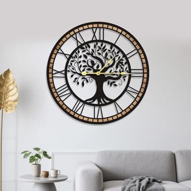 GEXHSRGD Horloges murales pour Le Salon - Horloge de l'arbre de Vie,Grande Horloge Murale silencieuse et sans tic-tac, idéale pour la décoration Murale, Le Salon et la Cuisine(40 cm)