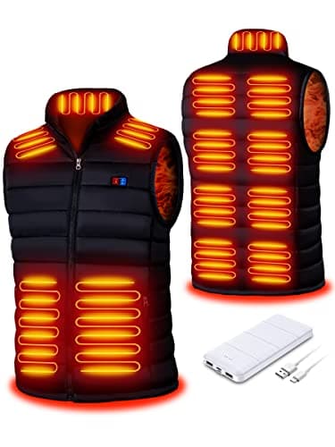 Warmy Veste Chauffante Homme Femme Gilet Chauffant Homme Électrique Chargement USB 13 Zones de Chaleur(L)