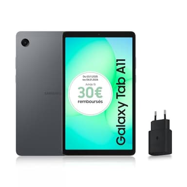 Samsung Galaxy Tab A11 8.7" WiFi 64 Go, Tablette Android, RAM 4 Go, Son 3D, Gris, Chargeur Secteur Rapide 25W Inclus, Version FR