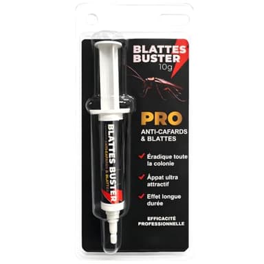 Blattes Buster – Gel Anti-Cafards Puissant 10g – Insecticide Appât Intérieur – Efficace contre Blattes Germaniques & Orientales – Longue Durée & Application Ciblée Fissures/Crevasses