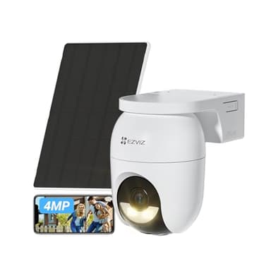 EZVIZ 2K+ Caméra Extérieure sans Fil avec Mode AOV, Caméra à Batterie PT avec Détection de Personnes et de Véhicules, Vision Nocturne Couleur & Défense Active, WiFi 6, CB8 Lite 4MP+5W Panneau Solaire