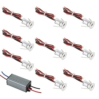 URing Mini Spot Encastrable 12v LED 1W, IP65 Spot led Plafond Encastrable encastré Eclairage 3000K blanc chaud Plafonnier pour cuisine, escalier, vitrine, armoire, couloir, salle de bains, 60°, 9PCS