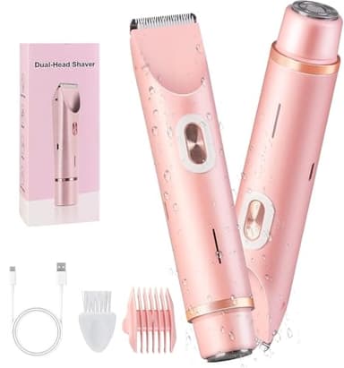 Rasoir Electrique Femme, 2 en 1 Tondeuse électrique Femme Rasoir, Rechargeable Tondeuse Bikini Femme étanche IPX7 Epilateur pour Maillot, Visage, Aisselles, Jambes, Bras, Corps
