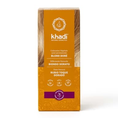 khadi BLOND DORÉ Coloration végétale - Coloration pour cheveux pour des reflets dorés brillants, du blond doré au cuivré éclatant - 100% végétale et naturelle - 100 g