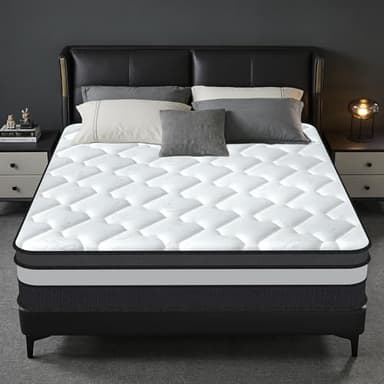 Matelas 140x200 cm, Hybride de Ressorts Ensachés et Mousse à Mémoire de Forme, Certifié Oeko-Tex, Matelas 2 Personnes, H3 Mi-Ferme, 10 Zones Ergonomique, Hypoallergénique, Durable, Épaisseur 30 cm